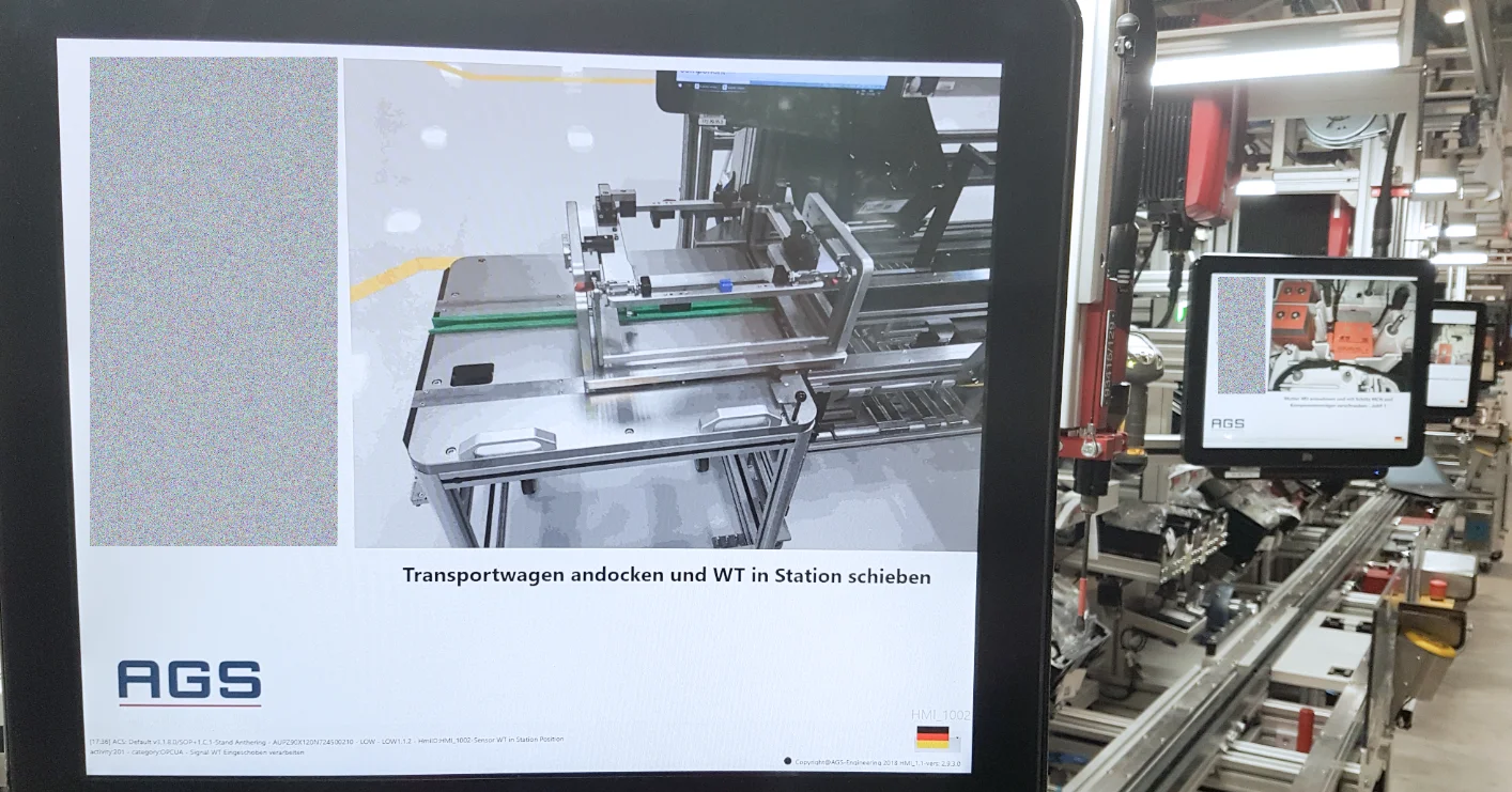 ACS-Bedienoberfläche mit digitalen Arbeitsanweisungen in der Fertigung
