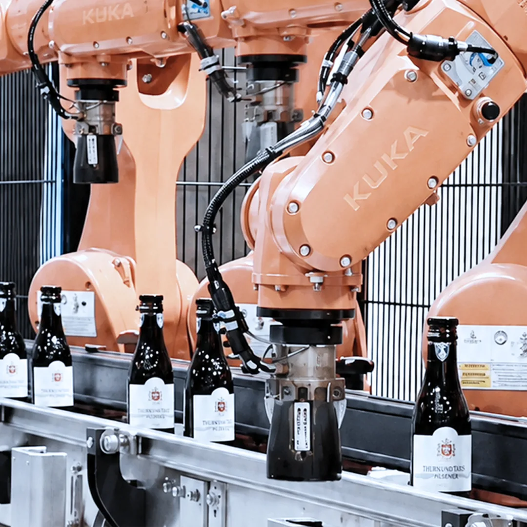 Automated packaging line for bottles