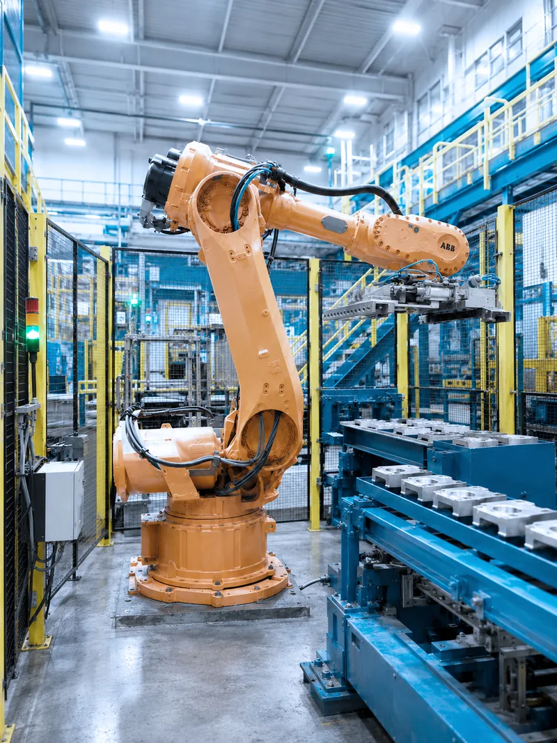 ABB-Roboter im automatisierten Materialfluss der Anlage