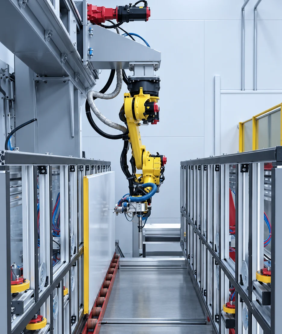 Portalroboter im Bearbeitungszentrum für Sandwich-Paneele