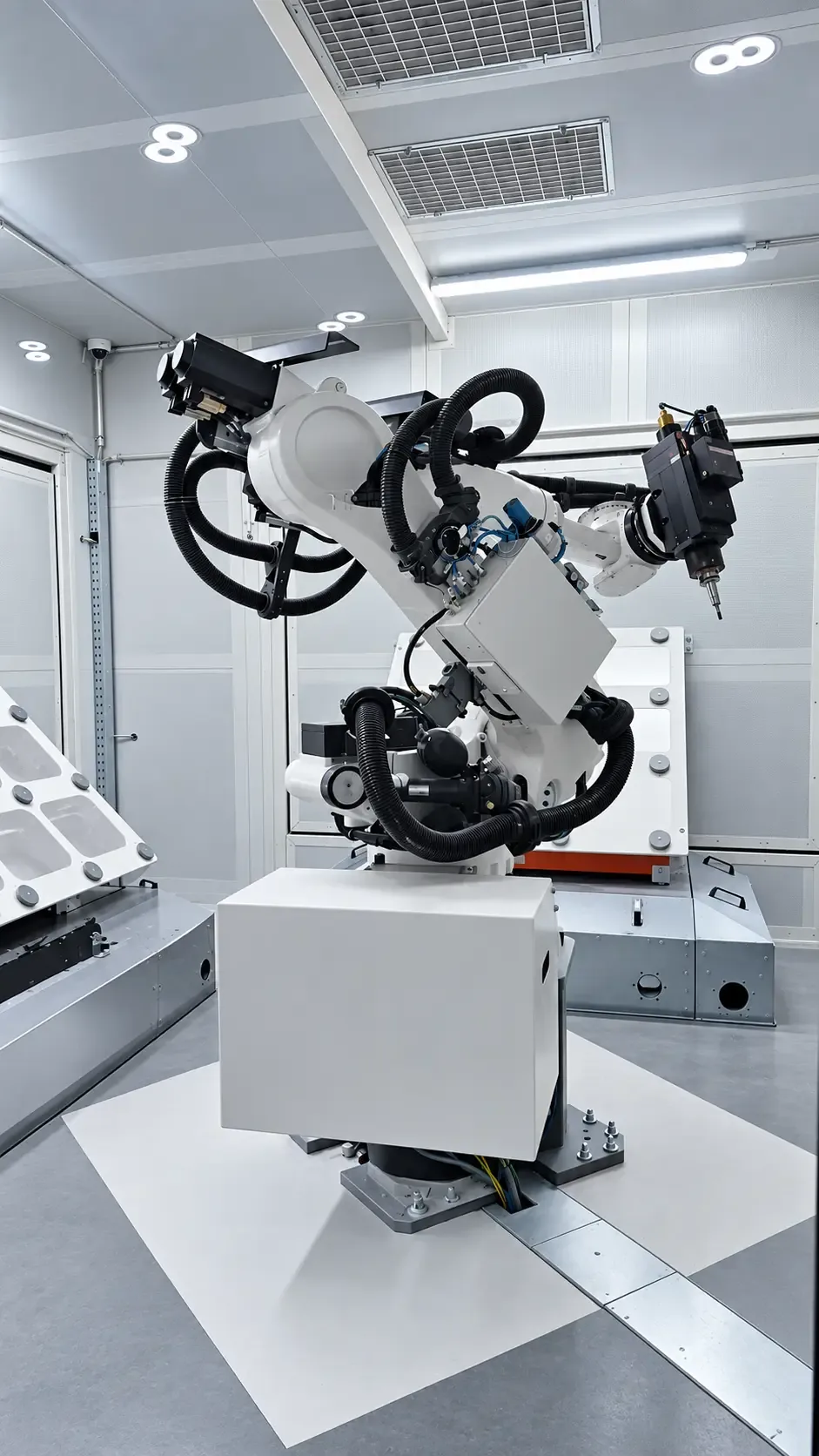 Gesamtansicht des Roboters in der Fräs-Bohr-Anlage